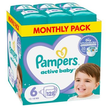 Pampers Active Baby No.6 Monthly Pack (13-18 kg) 128 Πάνες
