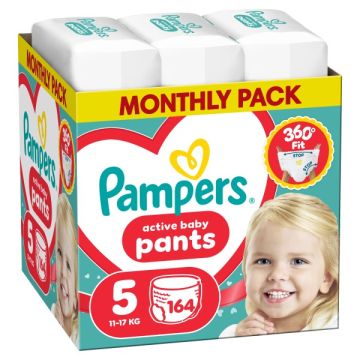 Pampers Αctive Baby Pants Monthly Pack No.5 (11-17kg) Βρεφικές Πάνες - Βρακάκι 164τμχ