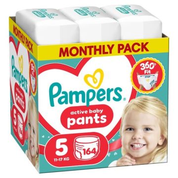 Pampers Αctive Baby Pants Monthly Pack No.5 (11-17kg) Βρεφικές Πάνες - Βρακάκι 164τμχ