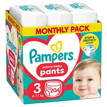 Pampers Pants No3 Monthly Pack Βρεφικές Πάνες Βρακάκι 6-11kg 204τμχ