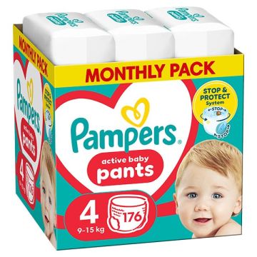 Pampers Pants No.4 Monthly Pack (9-15kg) Βρεφικές Πάνες Βρακάκι 176τεμ