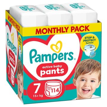 Pampers Pants No.7 Monthly Pack (15kg+) Βρεφικές Πάνες Βρακάκι 114τεμ