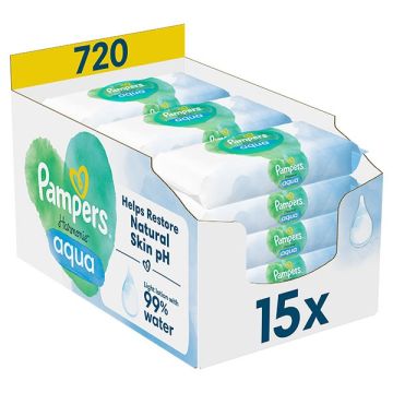  Pampers Aqua Harmonie Μωρομάντηλα 15x48τεμ (720τεμ) 