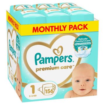 Pampers Premium Care Πάνα Μέγεθος 1 (2kg - 5kg), 156 Πάνες