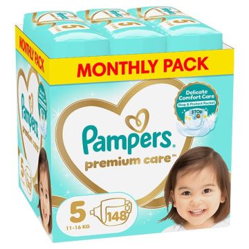 Pampers Premium Care Monthly Pack No5 (11-16kg) - 148 Πάνες
