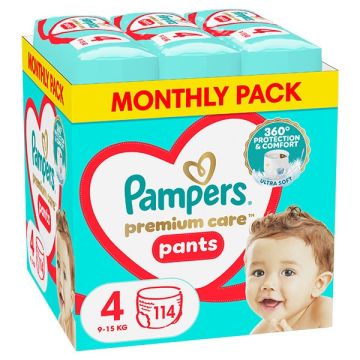 Pampers Premium Care Pants No4 Monthly Pack 9-15kg Βρεφικές Πάνες 114τεμ