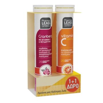 Pharmalead Promo 1+1 Cranberry & Vitamin C 1000mg 2x20 Αναβράζοντα Δίσκια