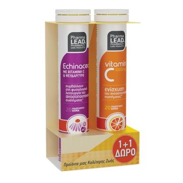 Pharmalead Promo 1+1 Echinacea & Vitamin C 1000mg 2x20 Αναβράζοντα Δίσκια