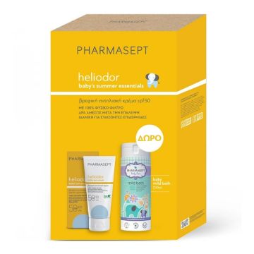 Pharmasept Αδιάβροχο Βρεφικό Αντηλιακό Γαλάκτωμα Heliodor για Πρόσωπο & Σώμα SPF50 100ml & Pharmasept Baby Mild Bath 250ml