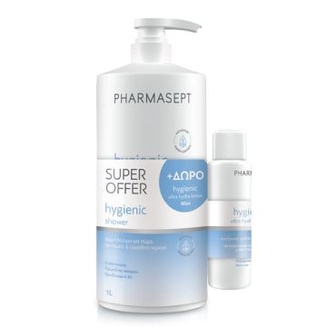 Pharmasept Hygienic Promo με Shower Cream Αφρόλουτρο για Σώμα, Πρόσωπο & Ευαίσθητη Περιοχή 1l + Ultra Hydra Eνυδατικό Γαλάκτωμα 80ml