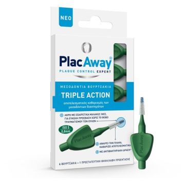Plac Away Triple Action Μεσοδόντια Βουρτσάκια 0.8mm ISO 5, Πράσινο, 6τεμ