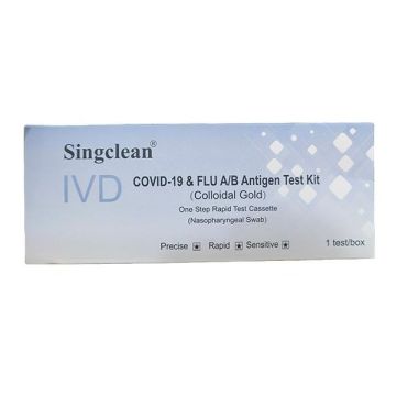 Singclean IVD Covid-19 & Flu A/B Antigen Test Kit Colloidal Gold 1τμχ 