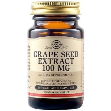 Solgar Grape Seed Extract 100mg Συμπλήρωμα Διατροφής για Τόνωση Μικροκυκλοφορικού 30veg.caps