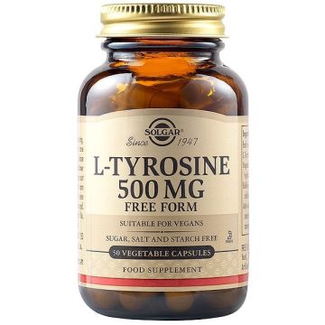 Solgar L-Tyrosine 500mg Συμπλήρωμα Διατροφής L-τυροσίνη για την Ενίσχυση της Καλής Διάθεσης και της Διανοητική Εγρήγορσης  50veg.caps