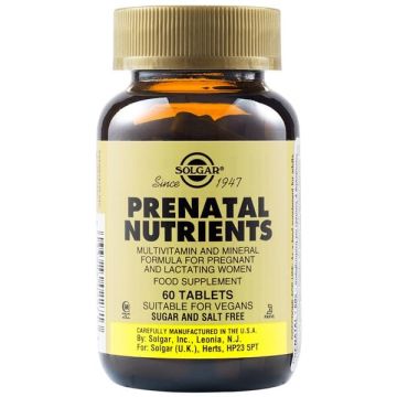 Solgar Prenatal Nutrients Πολυβιταμίνη για Γυναίκες Ιδανική κατά την Περίοδο της Εγκυμοσύνης & του Θηλασμού, 60tabs