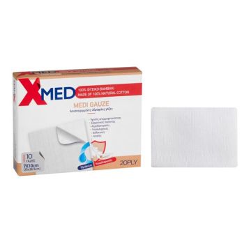 Medisei X-Med Gauze Αποστειρωμένες Υδρόφιλες Γάζες 7.0cm x 10cm 20PLY (35x38.5cm) 10 τμχ